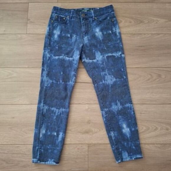 LAUREN Ralph Lauren Premiere Skinny Cropped Jeans, Tie-dye Indigo, Size 2 - Picture 2 of 10